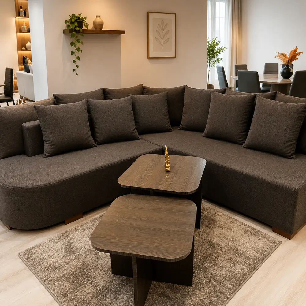 Salon contemporain noir au design raffiné